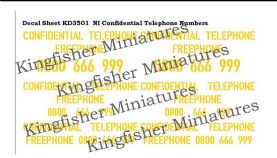 NI Confidential Phone Numbers - Yellow Type 1